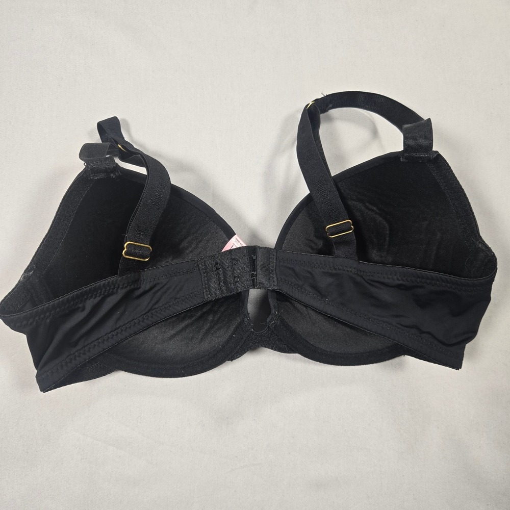 Juicy Couture T-Shirt Padded Push-Up Bra Women 34C Black Logo Strap Intimate - Picture 2 of 5